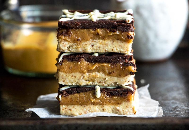 Raw Peanut Butter Caramel Bars