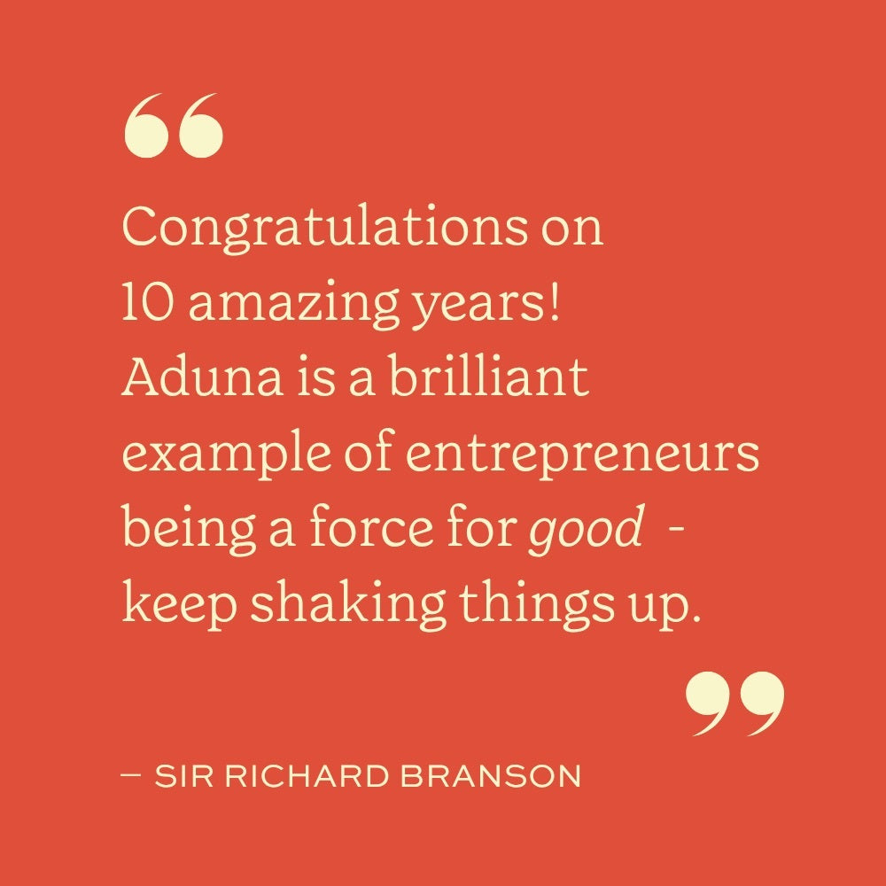Orange background with white text and Sir Richard Branson's quote.