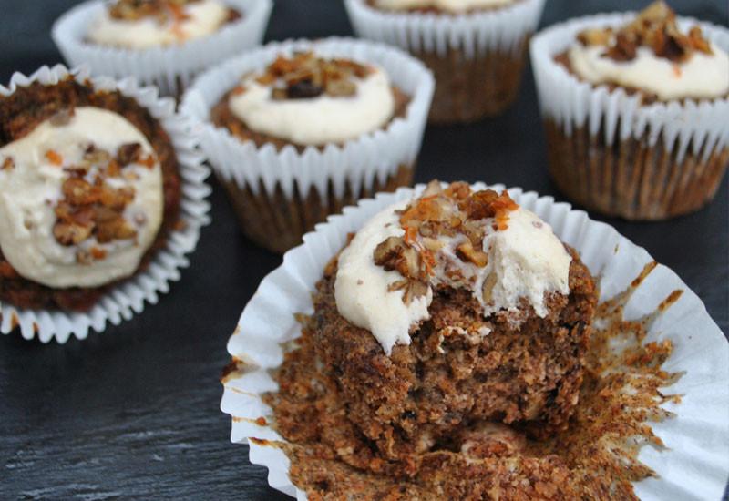 Spiced Baobab, Carrot & Persimmon Cupcakes with Orange Cashew Cream Frosting