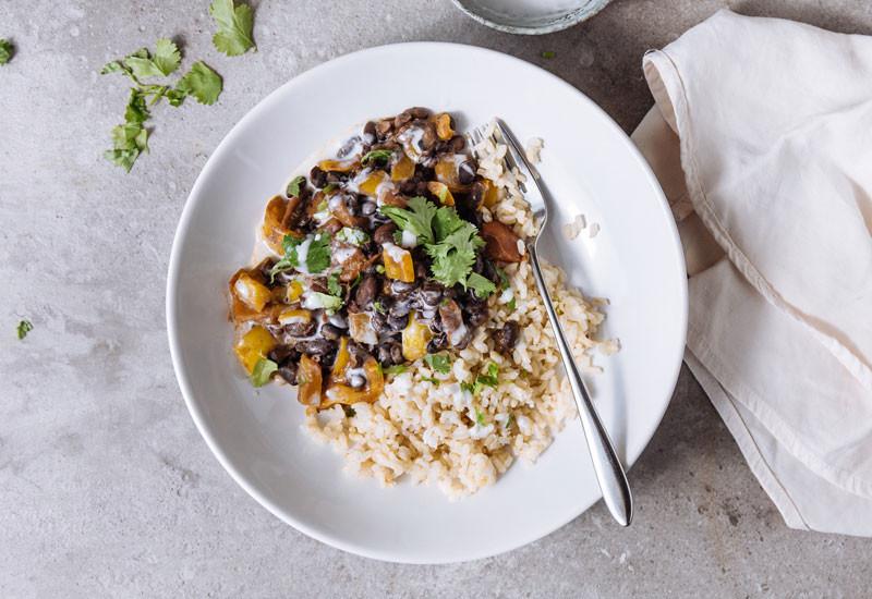 Brazilian Bean Stew With Cacao, Brown Rice & Coriander