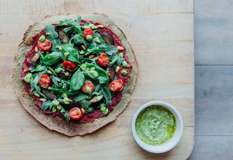 Quinoa Pizza with Zesty Moringa Pesto