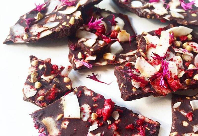 Raw Vanilla & Raspberry Chocolate Bark