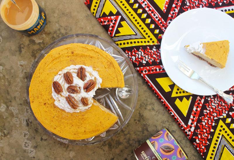 Raw Pumpkin & Peanut Butter Cheesecake