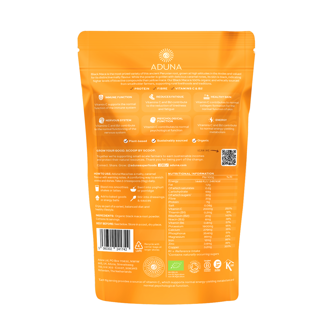Aduna Black Maca pack rear