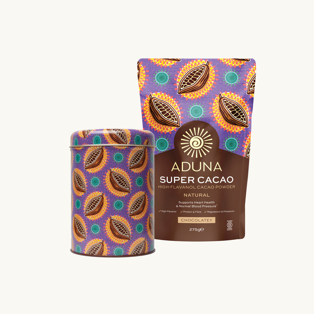 Aduna Super Cacao Powder Pouch & Cacao Print Storage Tin