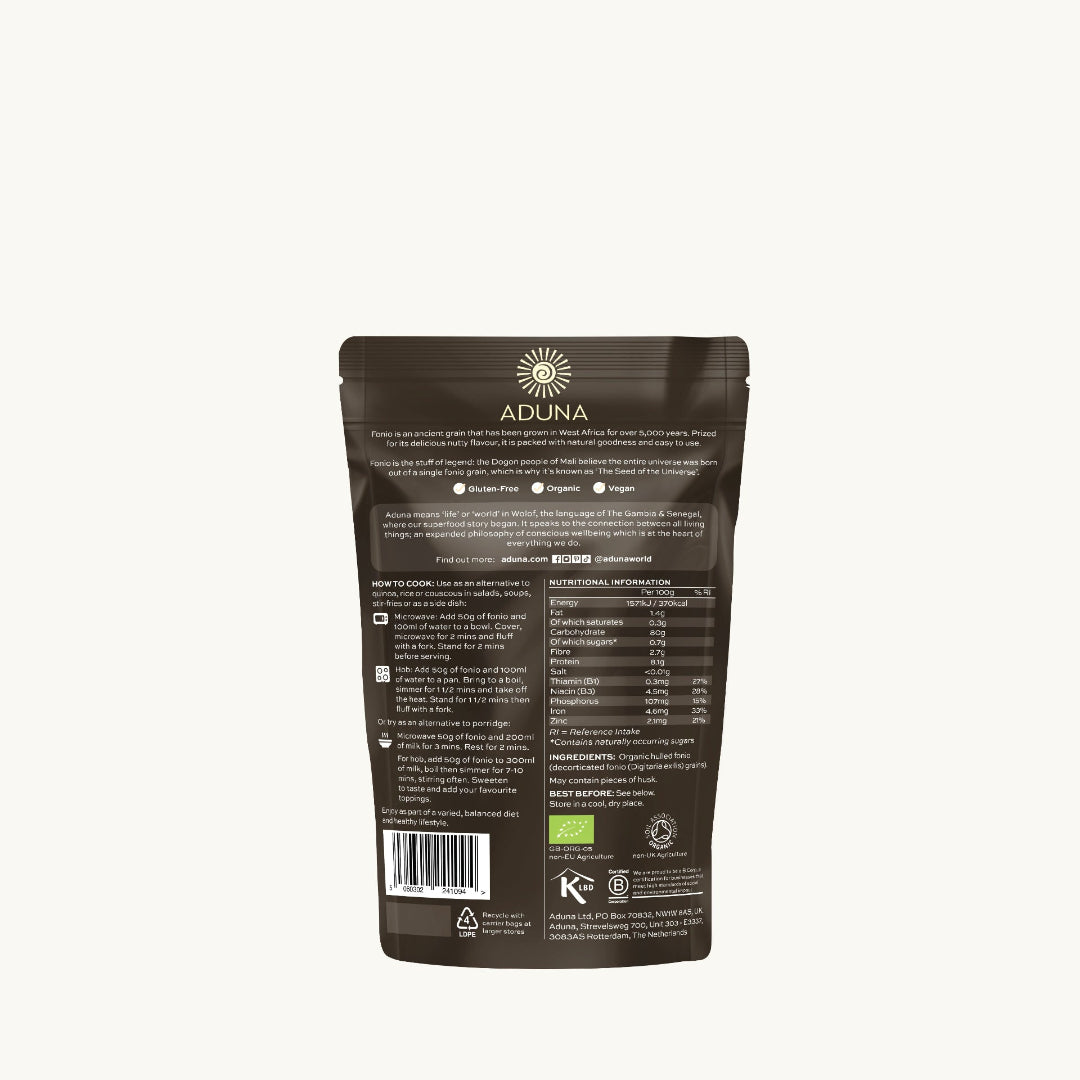Aduna Fonio Grain Pouch - Back of Pack.